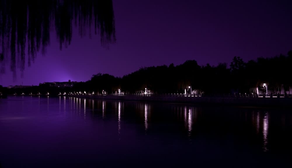 Paint By Numbers | Yangzhou - Lighted Buildings Near Body Of Water At Night - Custom Paint By Numbers