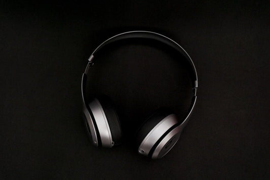 Paint By Numbers | Zhangjiakou - Silver Headphones On Top Of Black Surface - Custom Paint By Numbers