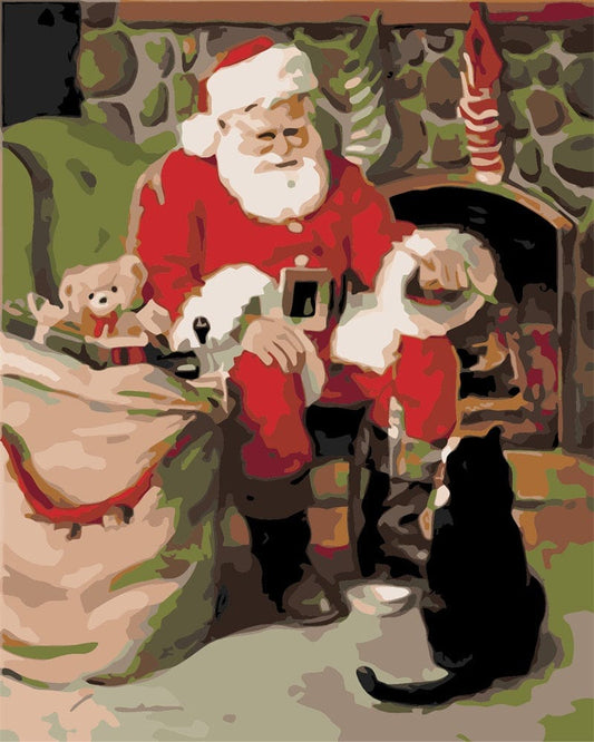 Santa Claus & Presents Paint By Number Kit - Custom Paint By Numbers